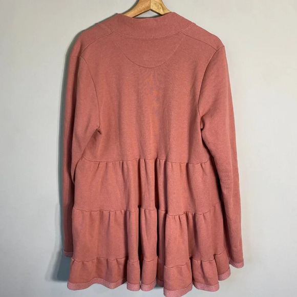 Anthropologie Lila Tiered Cardigan Women's Large Long Sleeve Open Front Pockets - Picture 12 of 16